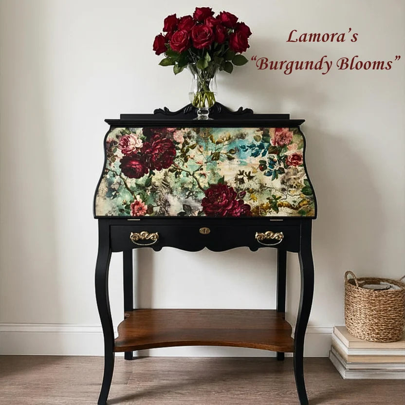 BURGUNDY BLOOMS - LAMORA'S TISSUE PAPER - 18LB TISSUE PAPER - 29" BY 21"
