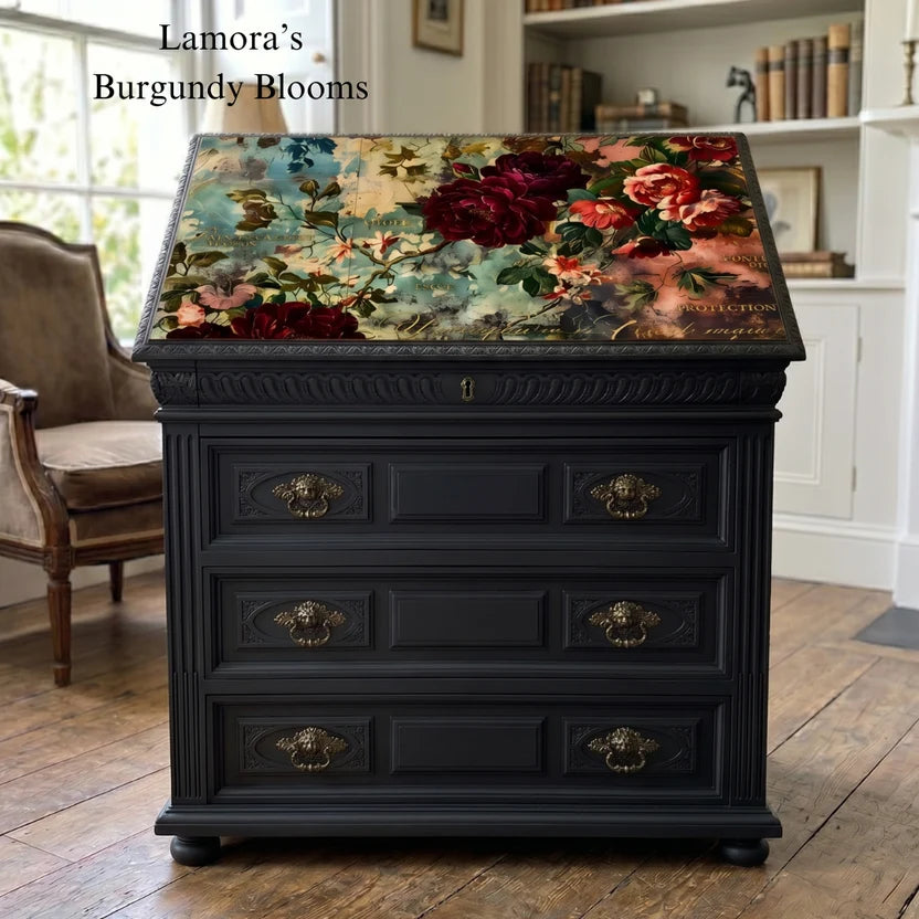 BURGUNDY BLOOMS - LAMORA'S TISSUE PAPER - 18LB TISSUE PAPER - 29" BY 21"