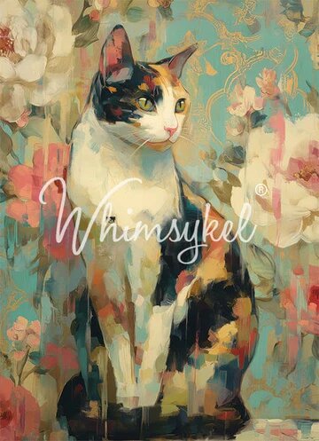 CALICO CAT - WHIMSYKEL DESIGNS - 21" BY 29" - 18LB DECOUPAGE TISSUE PAPER
