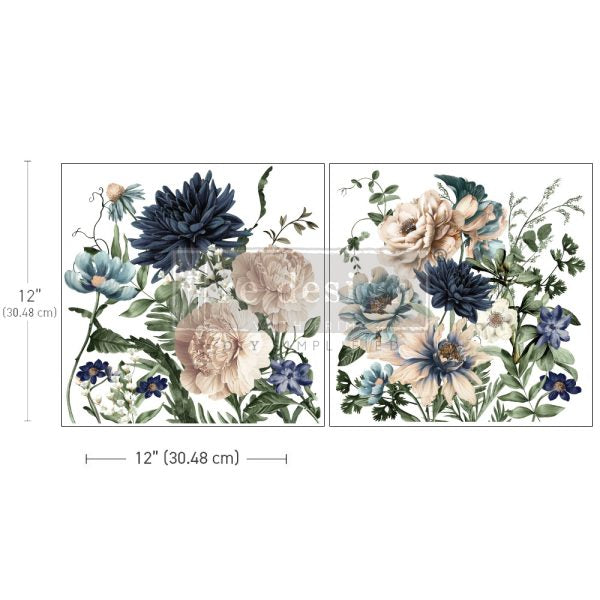 CERULEAN BLOOMS – 2 SHEETS, 12″X12″ - MAXI TRANSFERS™