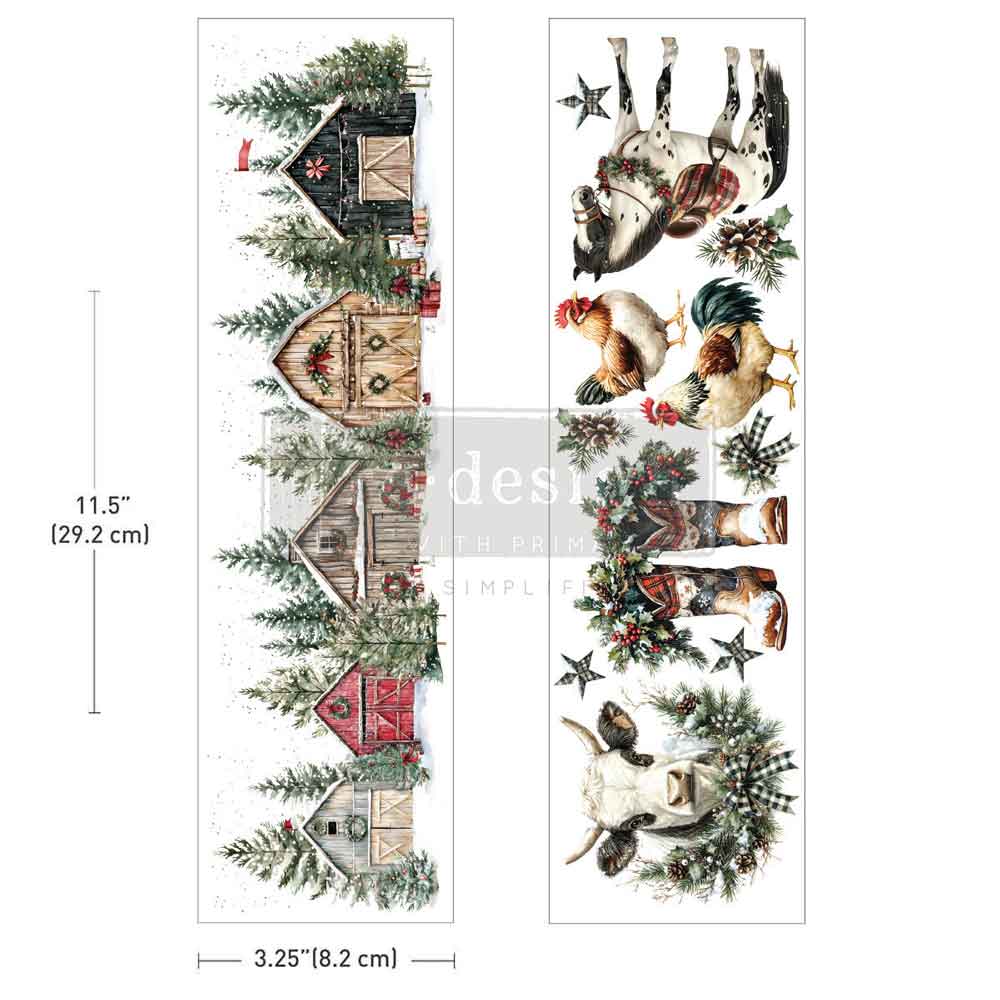 CHRISTMAS ON THE FARM -  Luxe Transfers® – 2 sheets, 3.25″x11.5″