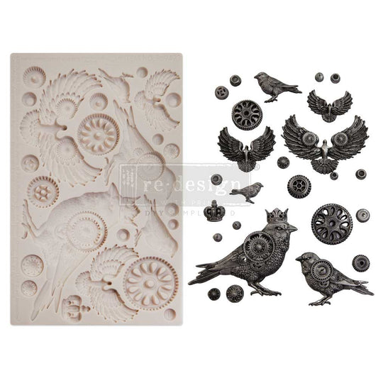 Clockwork Sparrows - Finnabair Moulds  - 1 pc, 5″x8″x8mm