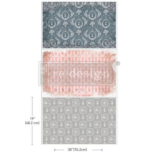 DELICATE CHARM - DECOUPAGE DECOR TISSUE PAPER PACK - 3 SHEETS 19.5"X 30"