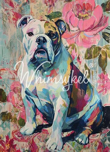ENGLISH BULLDOG - WHIMSYKEL  DESIGNS - 21" BY 29" - 18LB DECOUPAGE TISSUE