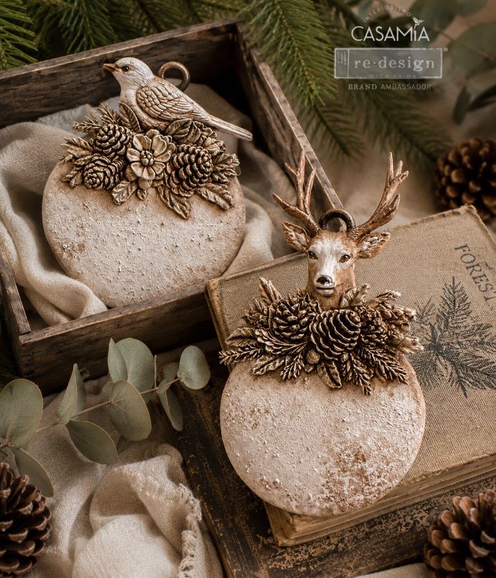 EVERGREEN ANTLER EMBLEM -Decor Moulds® – 1 pc, 5″x8″x8mm