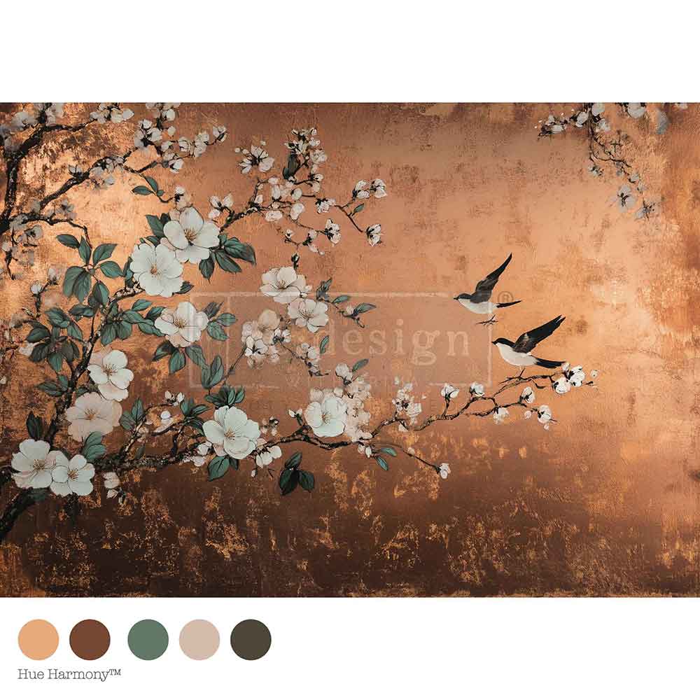 FEATHERS IN THE GLOW - A1 Decoupage Fiber  – 1 sheet, 23.4″x33.1″