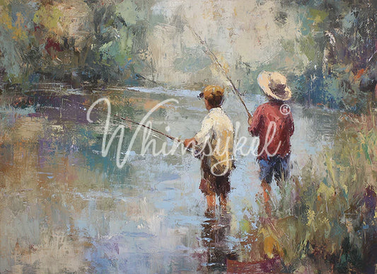JUST FISHING - WHIMSYKEL DESIGNS - 29" BY 21" - 18LB TISSUE PAPER