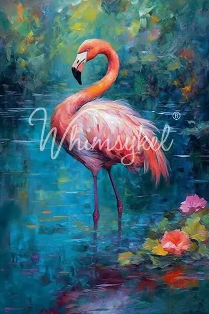 FLAMINGO OASIS - DECOUPAGE TISSUE PAPER 21×29  -  WHIMSYKEL DESIGNS