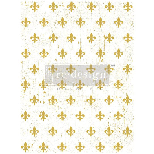 FLEUR DE LIS – TOTAL SHEET SIZE 18″X24″, CUT INTO 2 SHEETS - GOLD TRANSFER