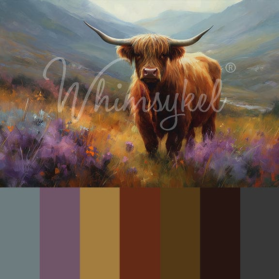 FLORA HIGHLAND COW  - WhimsyKel  Designs Decoupage Tissue Paper - 21" by 29"