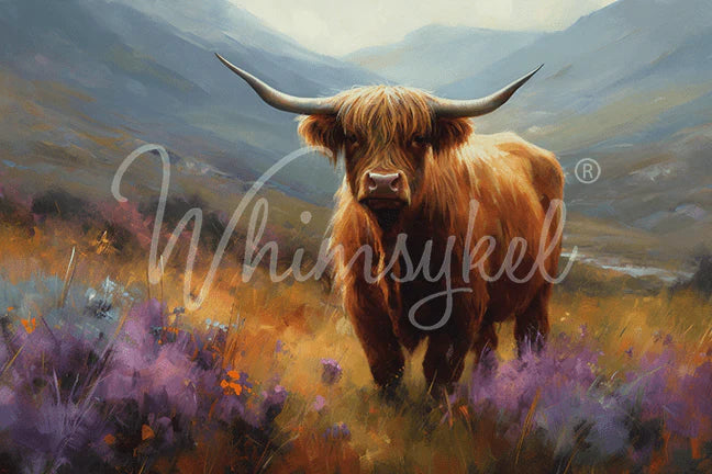 FLORA HIGHLAND COW  - WhimsyKel  Designs Decoupage Tissue Paper - 21" by 29"