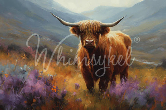 FLORA HIGHLAND COW - WhimsyKel Designs Decoupage Tissue Paper - 21" by 29"