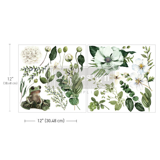 FROGGY MEADOW GREENS  - MAXI TRANSFERS™ - – 2 SHEETS, 12″X12″