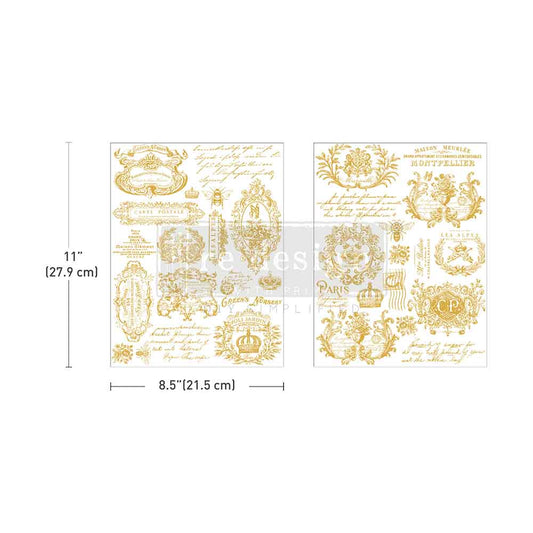 GILDED MEMORIES - H2O Transfers Gold – 2 sheets, 8.5″x11″