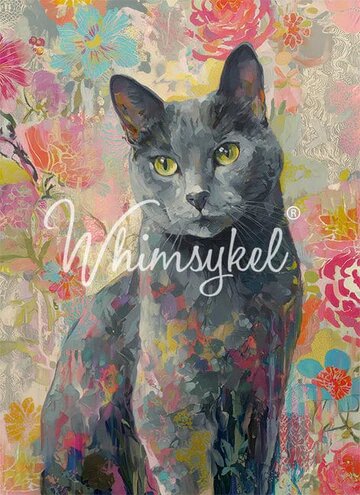 GRAY CAT - WHIMSYKEL DESIGNS - 21" BY 29" - 18LB DECOUPAGE TISSUE PAPER