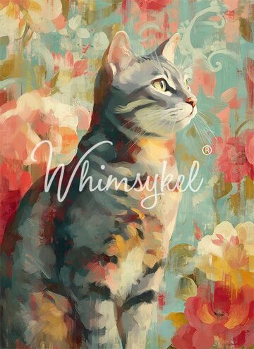 GRAY TABBY - WHIMSYKEL DESIGNS - 21" BY 29" - 18LB DECOUPAGE TISSUE PAPER
