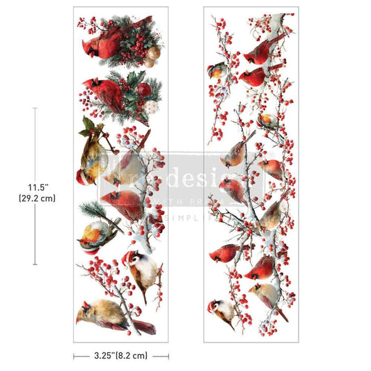 HOLLYWING  CARDINAL - Luxe Transfers® – 2 sheets, 3.25″x11.5″