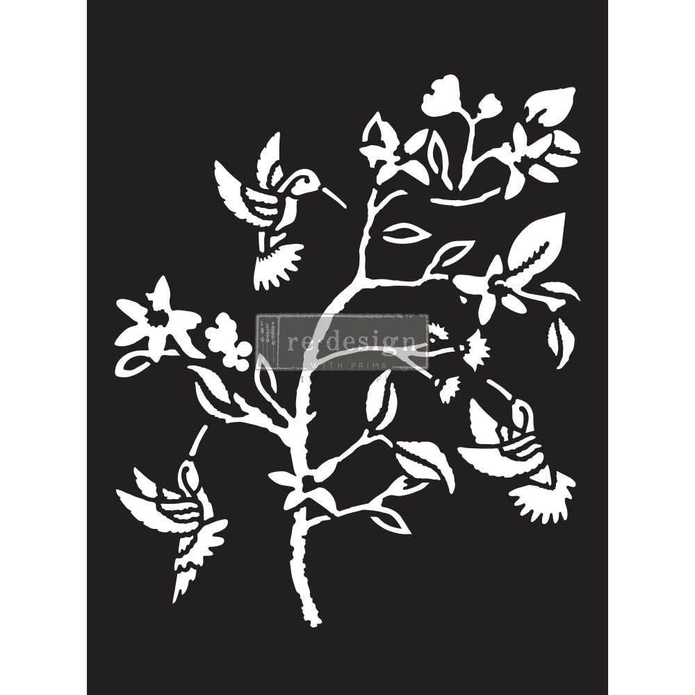 HUMMINGBIRD STENCIL -  Redesign with Prima Stencil - 1 pc, sheet size 9″x12″- Laser cut on 16 mil Mylar
