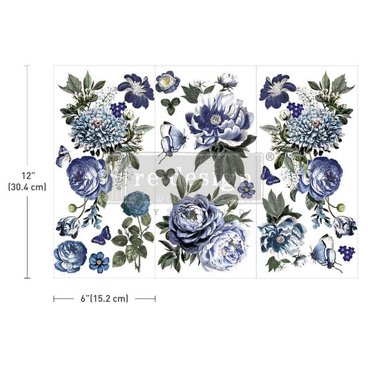 INDIGO PETALS - SMALL TRANSFERS  – 3 SHEETS, 6″x12″