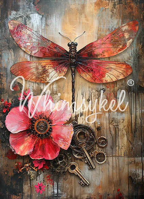 INDUSTRIAL  BLOOM - WHIMSYKEL DESIGNS - DECOUPAGE TISSUE PAPER - 21" BY 29"