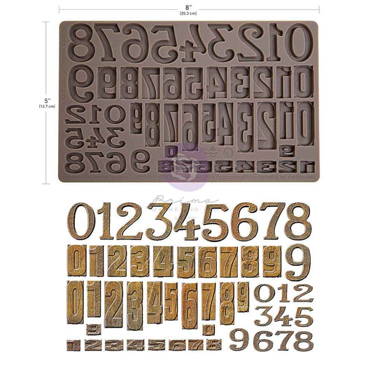 LETTERPRESS  NUMBERS - FINNABAIR DECOR MOULDS - 1 PC , 5" BY 8" BY 8mm