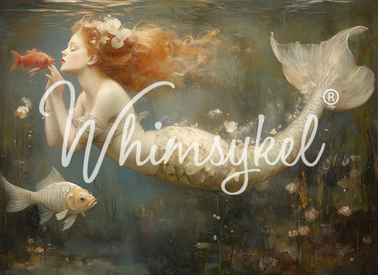 MERMAID KISSES - WHIMSYKEL DESIGNS - DECOUPAGE TISSUE PAPER - 29" BY 21