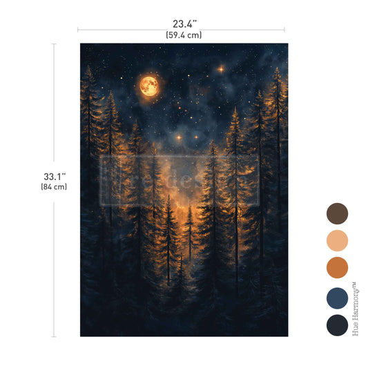 MOONLIT FOREST  – 1 sheet, 23.4″x33.1″ - A1 Decoupage Fiber