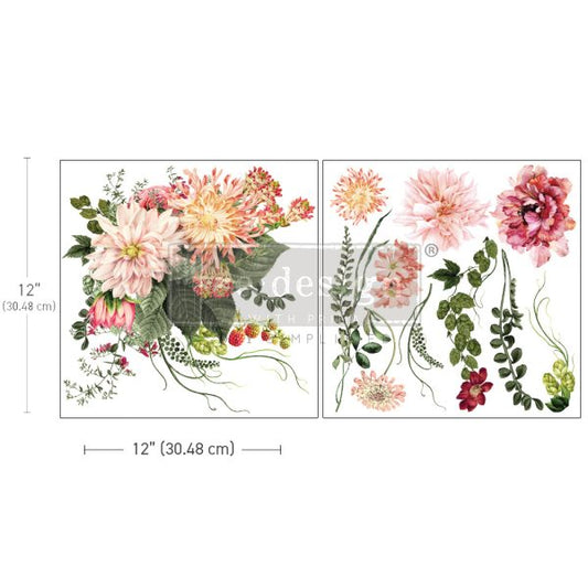 MY FAVORITE DAHLIA - MAXI TRANSFERS -  2 SHEETS, 12″X12″