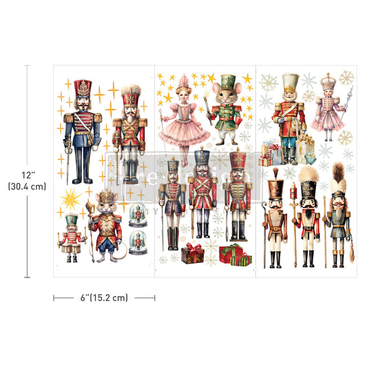 NUTCRACKER CHRISTMAS  - SMALL TRANSFERS - – 3 SHEETS, 6″X12″