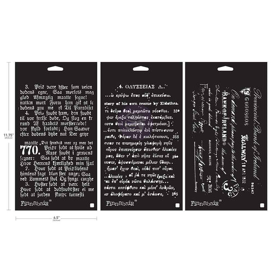 OLD PAGES - LIMITED EDITION FINNABAIR STENCIL SET - 3 STENCILS, 6" X 9" EACH
