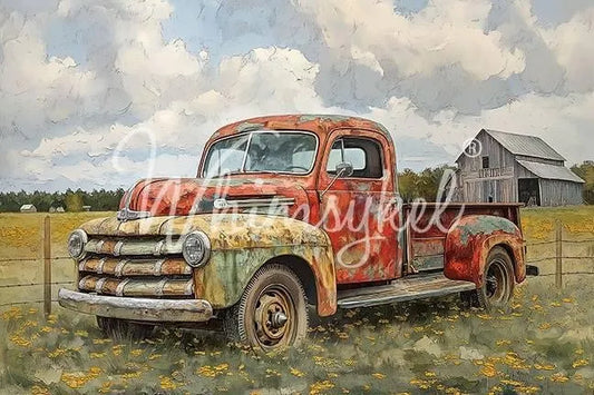 OLD FARM TRUCK -Decoupage Tissue Paper 21×29  -WHIMSYKEL DESIGNS