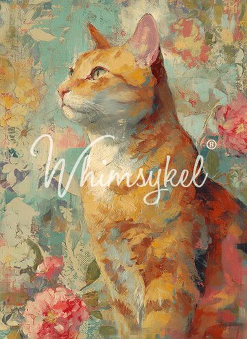 ORANGE TABBY -  WHIMSYKEL DESIGNS - 21" BY 29" - 18LB  DECOUPAGE TISSUE PAPER