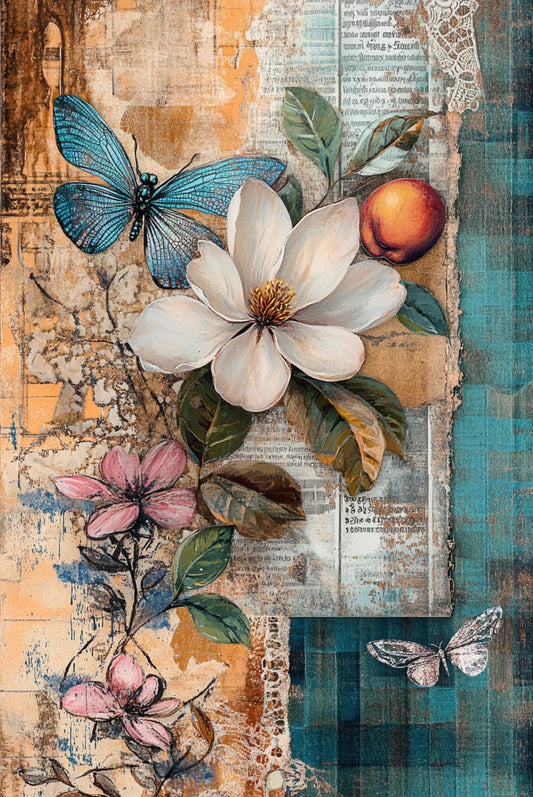 PEACH AND PETAL - ELSIE LANE DECOUPAGE PAPER - 21" BY 29"