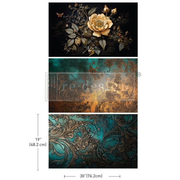 PETALS ADORNED - DECOUPAGE DECOR TISSUE PAPER PACK - 3 SHEETS, 19.5″X30″ EACH