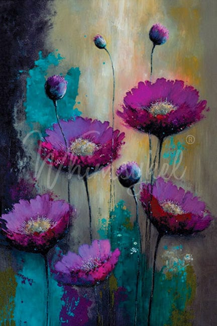 PURPLE POPPIES - DECOUPAGE TISSUE PAPER - 20" X 30"