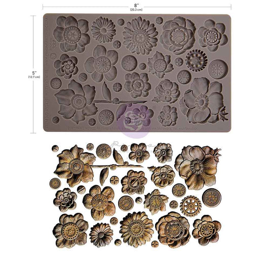 RUSTY FLOWERS - FINNABAIR DECOR MOULDS - 1 pc, 5" x8" x8mm