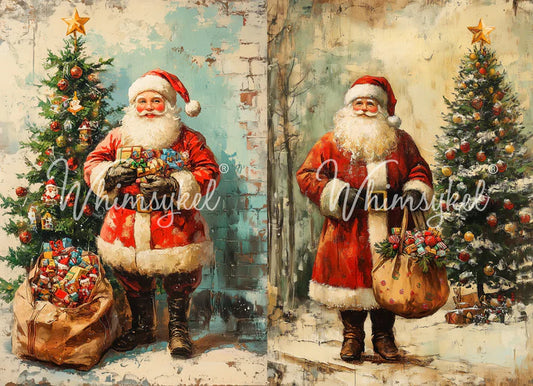 SANTA DUO - WHIMSYKEL DESIGNS - 29" X 21" - 18 LB TISSUE PAPER