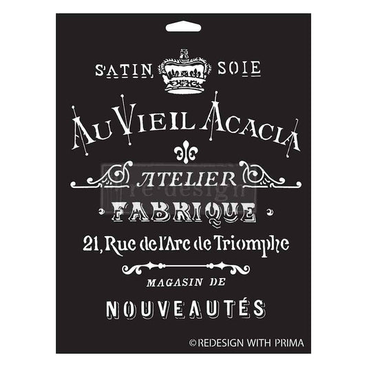 SATIN SOIE  -  DECOR STENCILS ® -  1 pc, sheet size 9″x12″