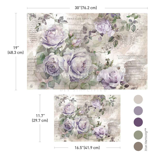 SOFT VEIL -  DOUBLE DELIGHT DECOUPAGE FIBRE PAPER SET - Total 2 sheets – 1 sheet, 19.5″x30″ + 1 sheet, 11.7″x16.5″