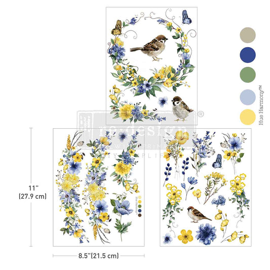 SUNLIT AVIARY - MIDDY TRANSFERS ® - – 3 sheets, 8.5″x11″