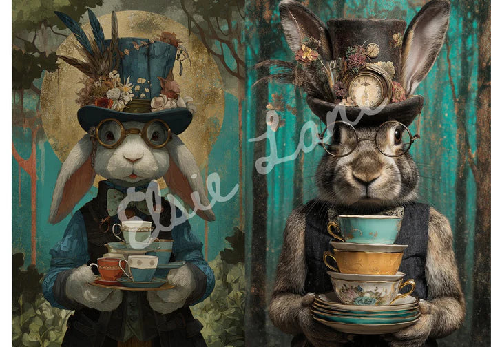 TEA TIME DEAR, (DUO) -Elsie Lane Decoupage Paper - 18LB Tissue Paper - 29" by 21"