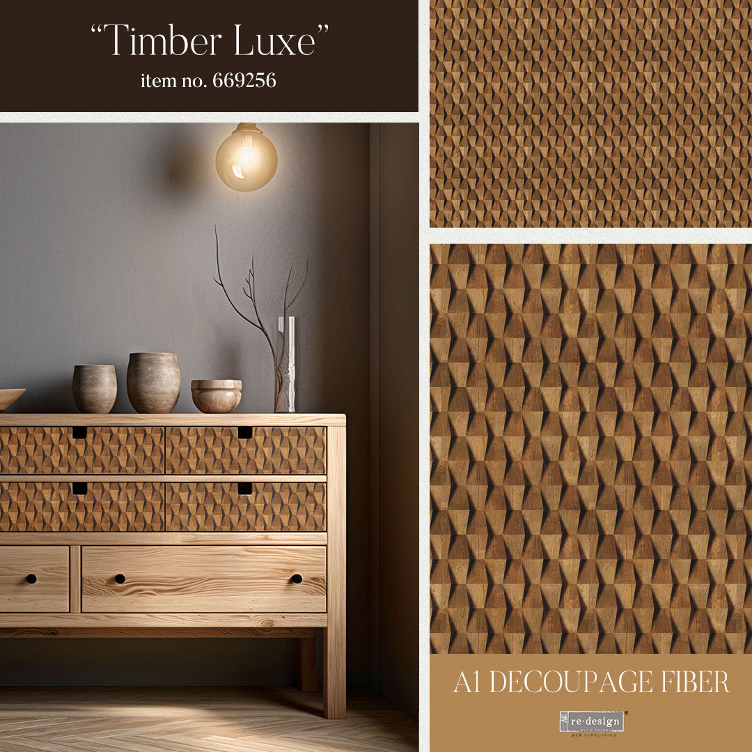 TIMBER LUXE - A1 DECOUPAGE FIBER PAPER - REDESIGN DECOUPAGE IMAGE - A1 - 23.4" X 33.1"