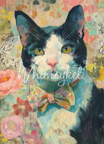 TUXEDO CAT - WHIMSYKEL DESIGNS - 21" BY 29" - 18LB DECOUPAGE TISSUE PAPER