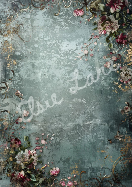 VELVET GARDEN FRAME - Elsie Lane Decoupage Paper - 18lb Tissue Paper - 21" by 29"