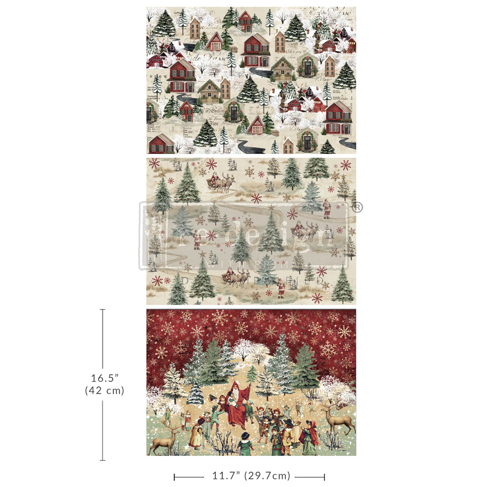 WHIMSICAL WOODLAND  - A3 DECOUPAGE FIBER PACK - 3 SHEETS, 11.7″X16.5″ EACH