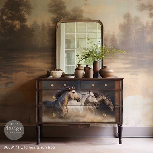 WILD HEARTS RUN FREE - A1 DECOUPAGE FIBER PAPER - REDESIGN DECOUPAGE IMAGE - A1 - 23.4" X 33.1"