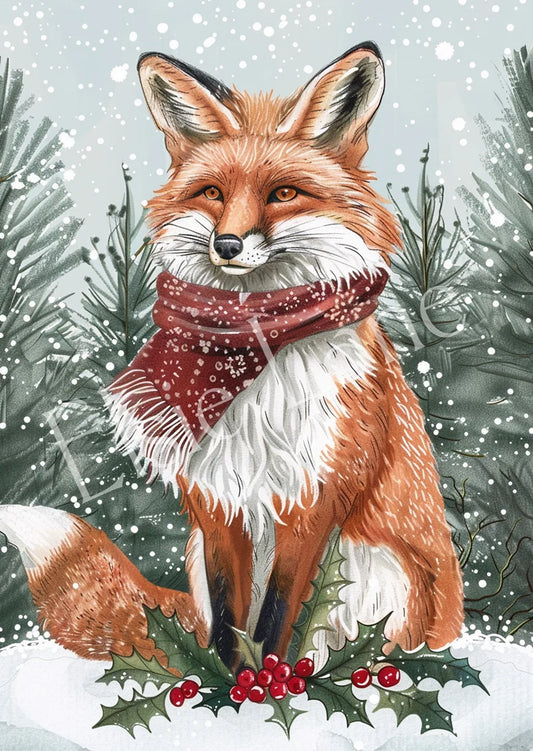 WINTER FOX - ELSIE LANE DECOUPAGE TISSUE PAPER - 18lb - 21" by 29"