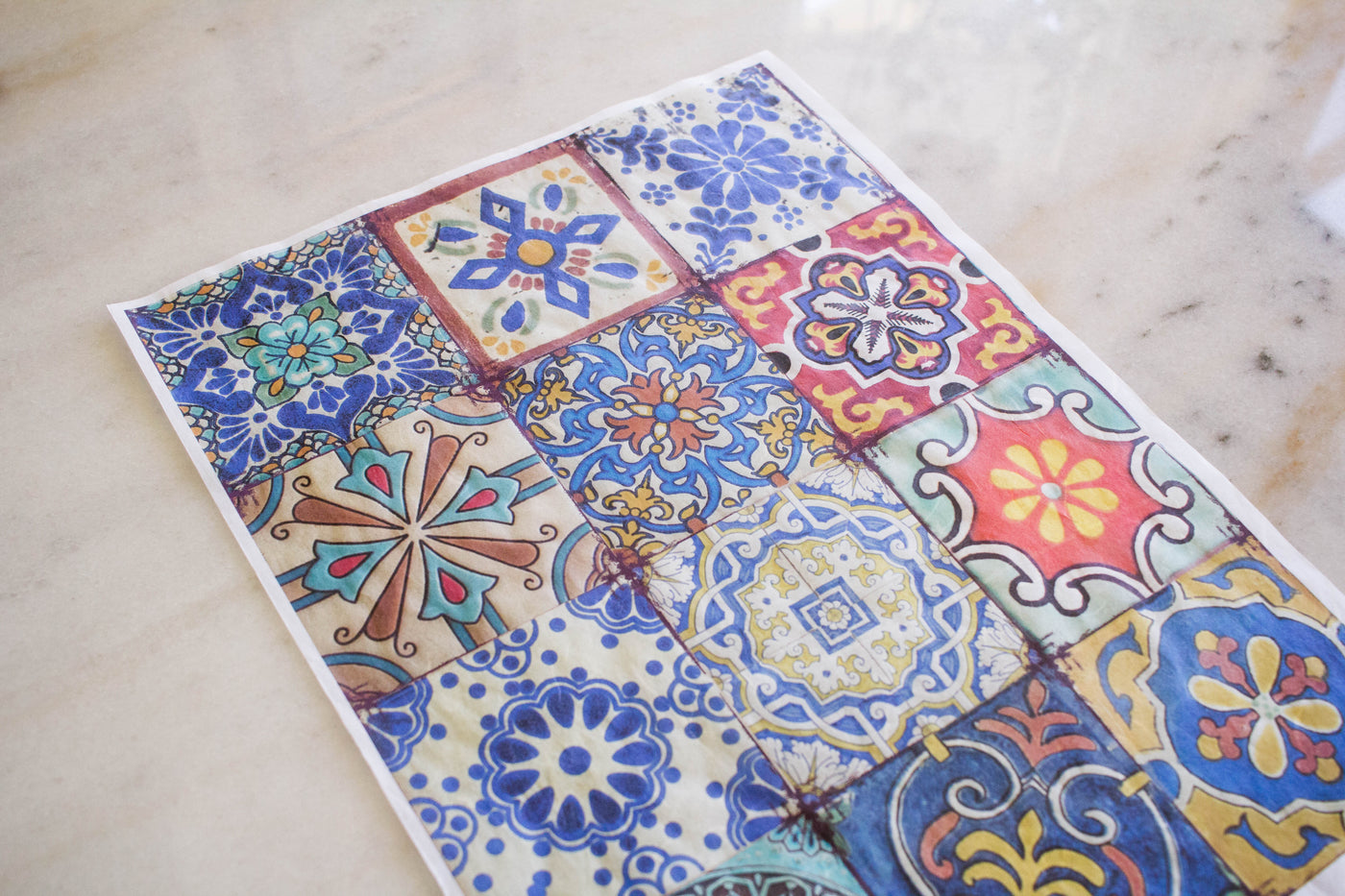 COLORFUL TILES PREMIUM RICE DECOUPAGE PAPER - BELLES AND WHISTLES