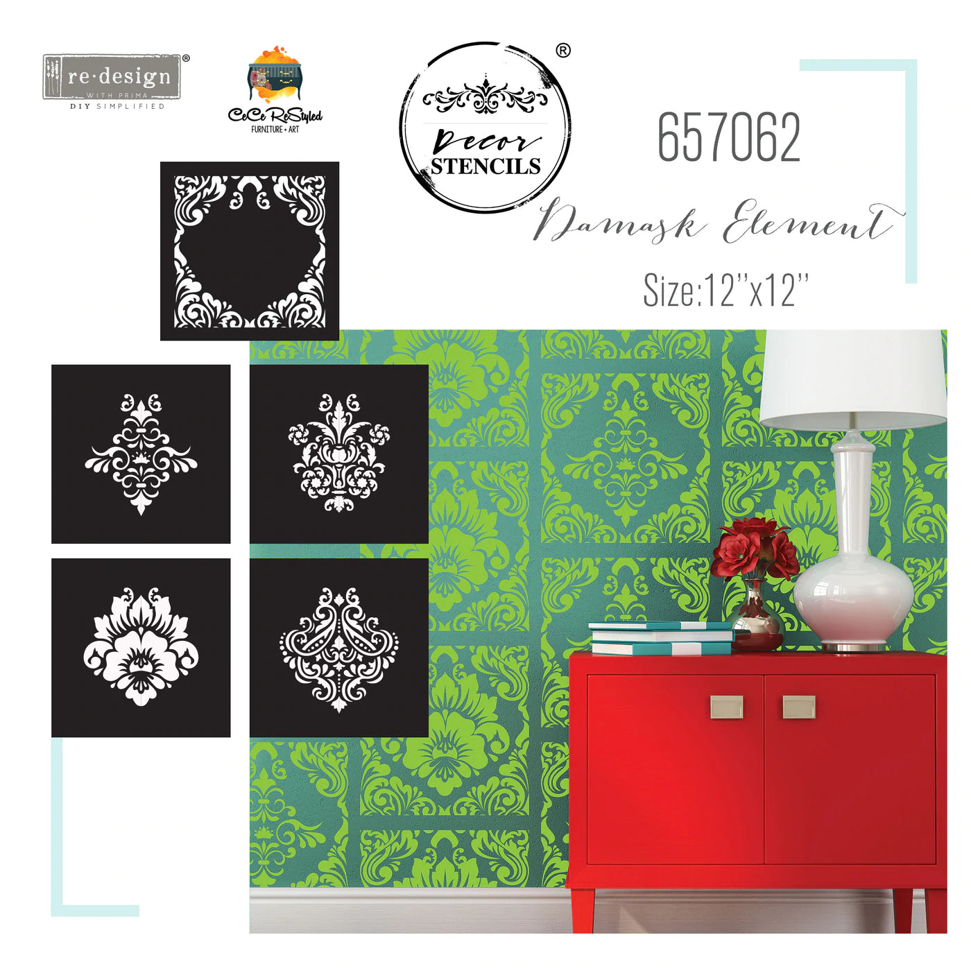 DAMASK ELEMENTS - CeCe RESTYLED - MIX & STYLE - REDESIGN DECOR STENCIL