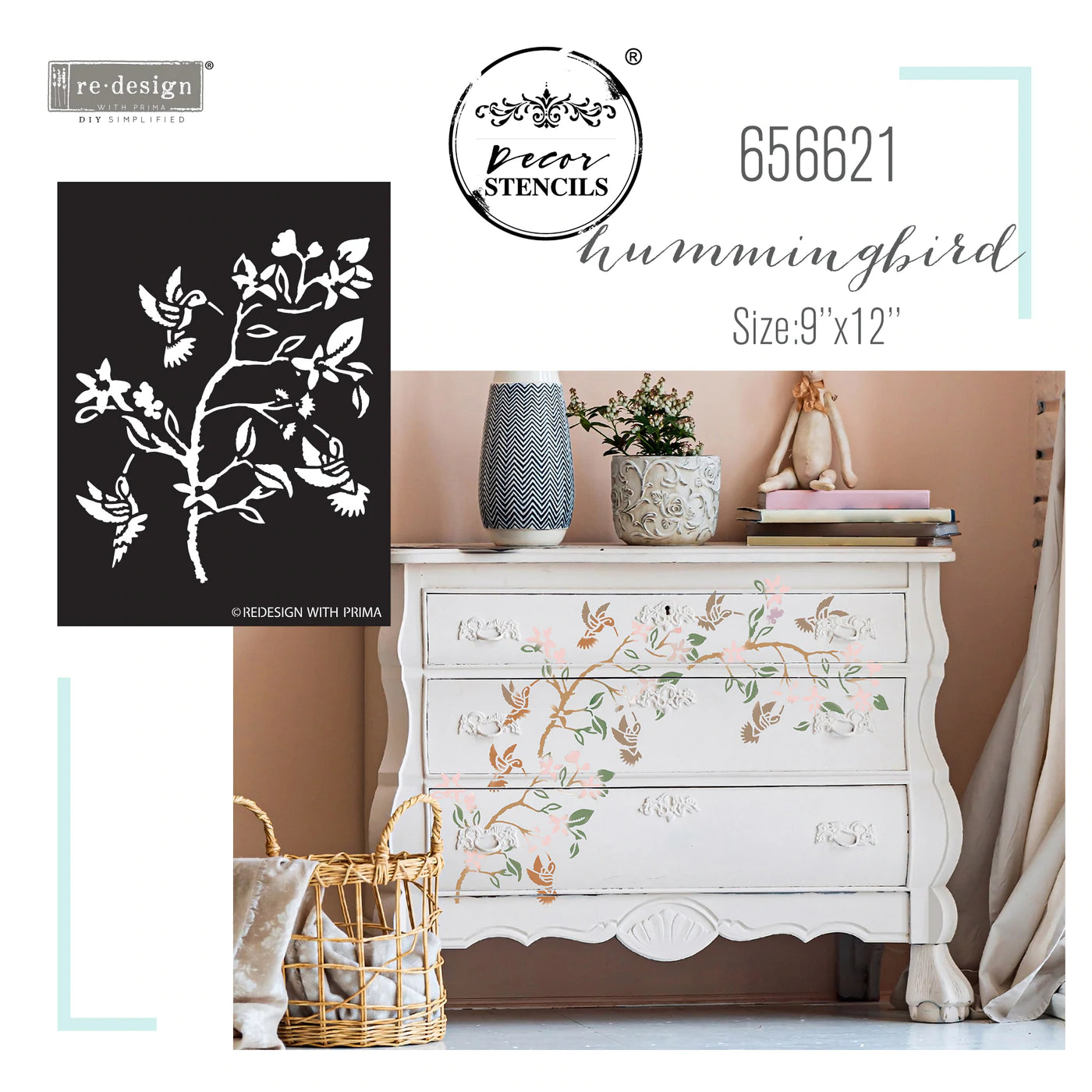 HUMMINGBIRD STENCIL - REDESIGN DECOR STENCIL